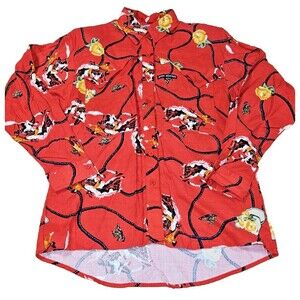 VTG Rocky Mountain Shirt womens Small Long Sleeve RED Western padded shoulders